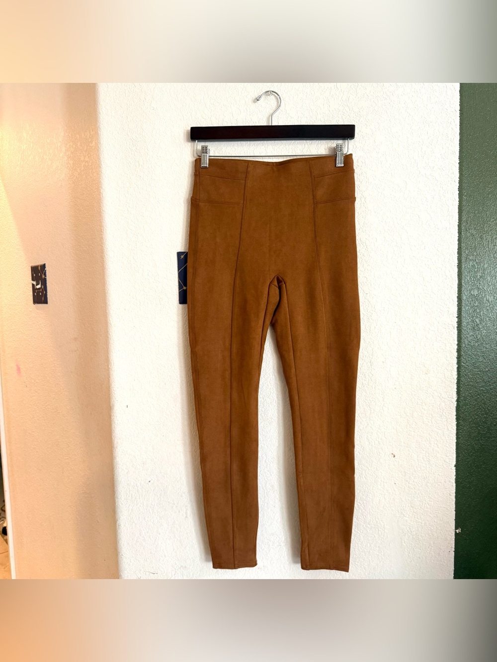 Spanx Womens Leggings Pants Camel Faux Suede Size Medium